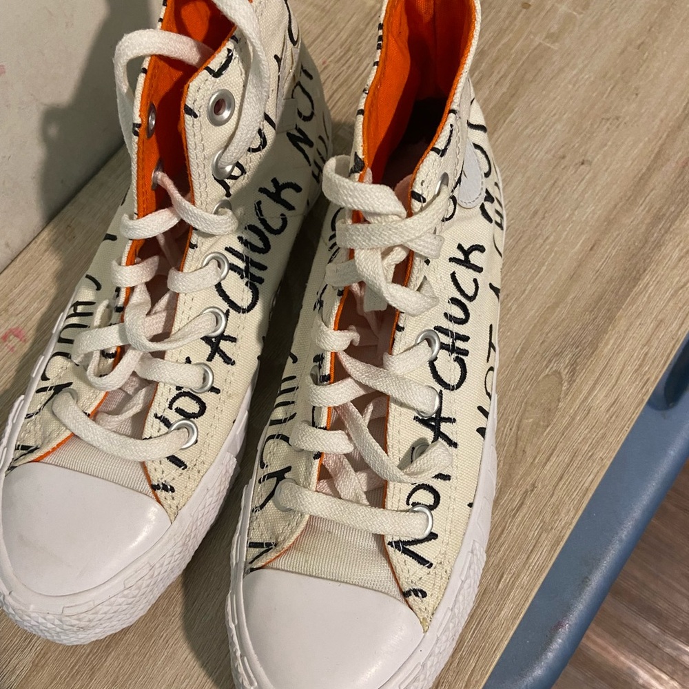 High-Top Canvas Sneakers with Text Print
